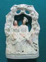 Old Staffordshire Compatible with Antique Figurine Wedding Couple - Lady W/Goat  - £90.15 GBP+