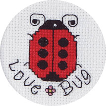 Janlynn Mini Counted Cross Stitch Kit 2.5&quot; Round-Love Bug (18 Count). - £8.71 GBP