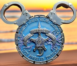 Disneyland Mickey Ears  Light Blue Disney Challenge Coin Secret Service Office - £13.50 GBP