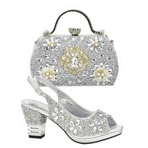New Arrival Nigerian Party Shoes with Bag Set Decorated with Rhinestone Italian  - £127.03 GBP