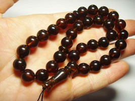 Natural Baltic Amber Islamic Prayer Beads Misbaha Tasbih Rosary 33 Bead pressed - £70.98 GBP