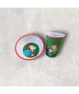 Peanuts Snoopy Woodstock Children&#39;s Christmas Holiday Cup &amp; Bowl Set Cha... - $12.17