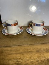 Vintage Fitz And Floyd 2 Tea Cups  With 2 Saucers Excellent Used Condition - £15.84 GBP