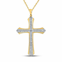 10kt Yellow Gold Mens Round Diamond Cross Charm Pendant 1/5 Cttw - £211.27 GBP