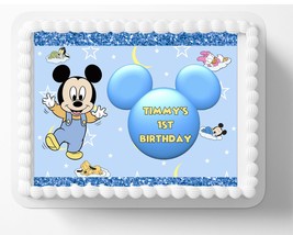 Baby Mouse Edible Image Magic Kingdom Mouse Birthday Party Edible Birthd... - $16.47