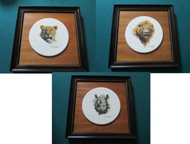 Boehm The Big 5 Framed Plaque Rhinoceros, Leopard, Lion By David Shepherd Pick 1 - $253.43