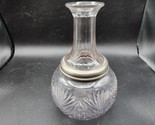 Vintage Antique Embossed Glass Decanter Vase Carafe With Metal Ring - Un... - $27.89