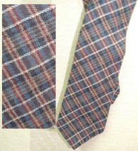 Glengala Scotland Neck Tie/Necktie Wool blue red plaid 55&quot;x3&quot; Vintage Na... - $12.59