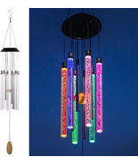 Solar Wind Chimes for Outside,  6 LED Tubes Color Changing Outdoor Clear... - $31.00
