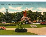 Kings Fountain Washington Park Albany New York NY UNP Linen Postcard P27 - £1.55 GBP