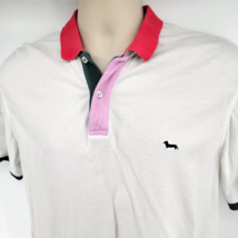 Harmont &amp; Blaine Polo Golf Shirt Size Large White Contrast Collar Dog Logo - $32.62