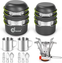 Odoland 16-Piece Mess Kit For Camping Cookware, 2-Cup Mini Stove,, And Picnic. - £34.59 GBP