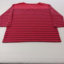 Old Navy 3/4 Sleeve Women's Red & Black Cotton Blend Stripes T-Shirt Size Large image 2
