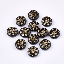 10 Moon and Stars Beads Black Gold 13mm Acrylic Jewelry Making Findings - £3.51 GBP