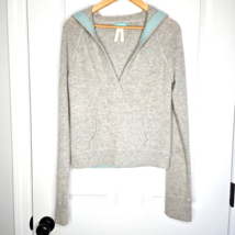 Abercrombie &amp; Fitch 100% Cashmere Hooded Sweater L Gray Front Pocket Pullover - £36.64 GBP