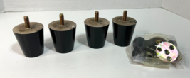 2" Tapered Wood Furniture Legs Feet, Gloss Black + Mount Plates, Chair C... - $19.75