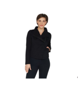 Laurie Felt Twill Military Asymmetric Zip Jacket Black Size 10, A302509 - $320.64 MXN