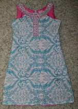 Girls Dress Le Pink Blue &amp; Pink Paisley Sleeveless Beaded Silk Blend Sum... - £13.45 GBP