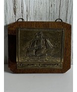 Antique Brass and Wood Sailing Ship Letter Holder WJ Irvines Belfast Ire... - £26.53 GBP