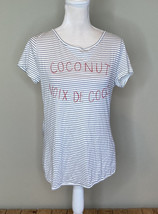 Roxy NWT $26.50 women’s back twist Coconut stripe shirt Size L Blue White H4 - £8.91 GBP