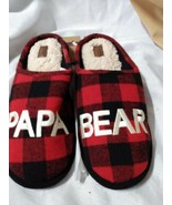 Dearfoams Men&#39;s PaPa Bear Slipper Red Black Plaid - Large 11-12 New With... - £10.57 GBP