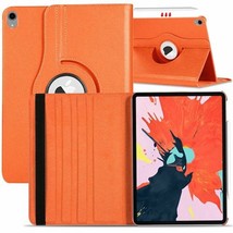 Leather Flip Rotating Portfolio Stand Case ORANGE for iPad Pro 12.9&quot; 2018 - £8.27 GBP