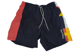 Men&#39;s Nautica XL swim trunks shorts red blue color block side design dra... - £11.81 GBP