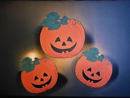 Vintage Halloween Jack-O-Lantern  Hallmark Die Cut Decoration 3 Piece Set - $29.69