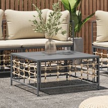 Outdoor Garden Patio Poly Rattan Square Anthracite Coffee Table Steel Frame - £67.38 GBP