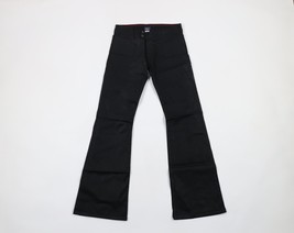 NOS Vtg Y2K Von Dutch Women 25 Spell Out Wide Leg Flared Stretch Jeans Black USA - £61.98 GBP