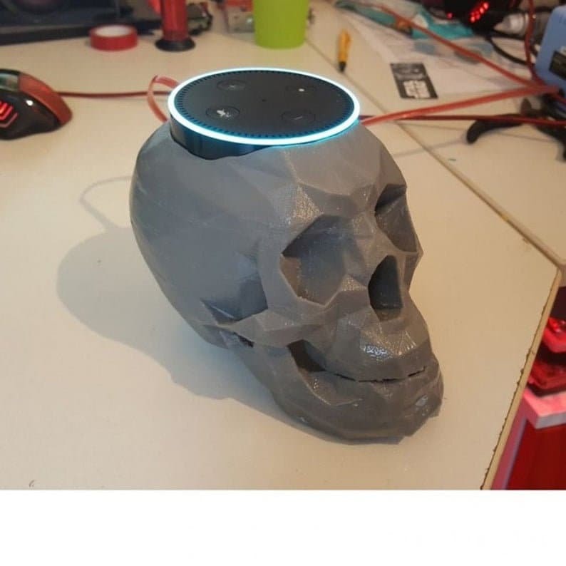 Skull Amazon Echo Dot V2 Holder Stand Dock Cradle Charging Station 3D Printed - $17.95