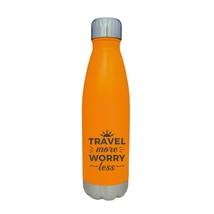 Travel More Worry Less Vacation Theme Orange 17oz Water Bottle LA5133 - £15.92 GBP