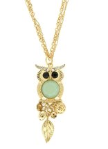 HW Collection Owl Pendant Necklace and Earrings Set for Women Colored Bead Charm - £7.66 GBP+