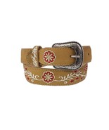 Kids Tan Western Belt Cowboy Dress Leather Flower Embroidery Cinto Rancho - $35.03 CAD