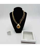Antica Murrina Venetian Art Glass Amber Swirl Multi Straps Necklace Italy - £69.96 GBP