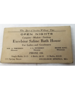 Excelsior Saline Bath House Business Card 1940 Missouri Masseur Best Ser... - £15.09 GBP