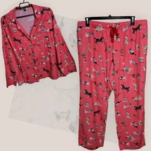Old Navy Women 3X Pink Dog Christmas Theme Flannel Pajama Set  - £23.50 GBP