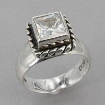 Vintage Silpada Sterling Silver Princess Cut CZ ELIZABETH Ring R0836 Size 8 - £23.62 GBP