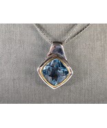Womens Vintage Estate Sterling Silver Topaz Pendant Necklace 11.9g E1786 - €64,52 EUR
