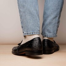 Aubiere Genuine Ostrich Quill Tassel Loafers Black image 8