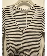 Everlane Ultrafine Merino Ribbed Cardigan NWT XS Bone / Navy Striped - £28.37 GBP