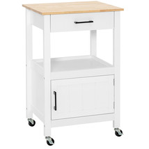 Rolling Kitchen Island Cart on Wheels Bar Serving Trolley w/Drawer Cabinet White - £125.80 GBP