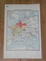 1938 Original Vintage Of Map Frankish Empire Franks Medieval Germanic Tribes - £15.85 GBP