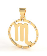 Scorpio Zodiac Sign Diamond Bezel Pendant In Solid 14K Yellow Gold - £235.07 GBP