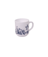 VTG Arcopal France Milk Glass Blue &amp; White Floral Coffee Mug Cup - £6.98 GBP