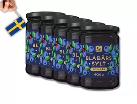 5 jars Garant Blueberry Jam - 50% Berries, 400g (14.10 oz) - Svensk blåb... - $38.43