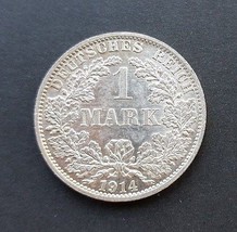 GERMANY 1 MARK SILVER COIN 1914 A UNC NR - $23.02