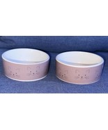 Set of 2 Mauve &amp; White 5” Ceramic Kitty Cat Faces Feeding Water Dishes B... - £19.53 GBP