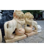 Lion Statues for Porch or Driveway Life Size Natural Stone Marble Handma... - £3,190.94 GBP