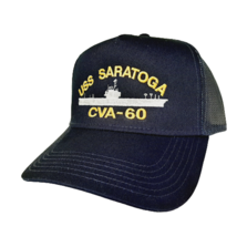 USS Saratoga CVA-60 Baseball Cap Hat Mesh Snapback Blue Embroidered US Navy - £13.17 GBP
